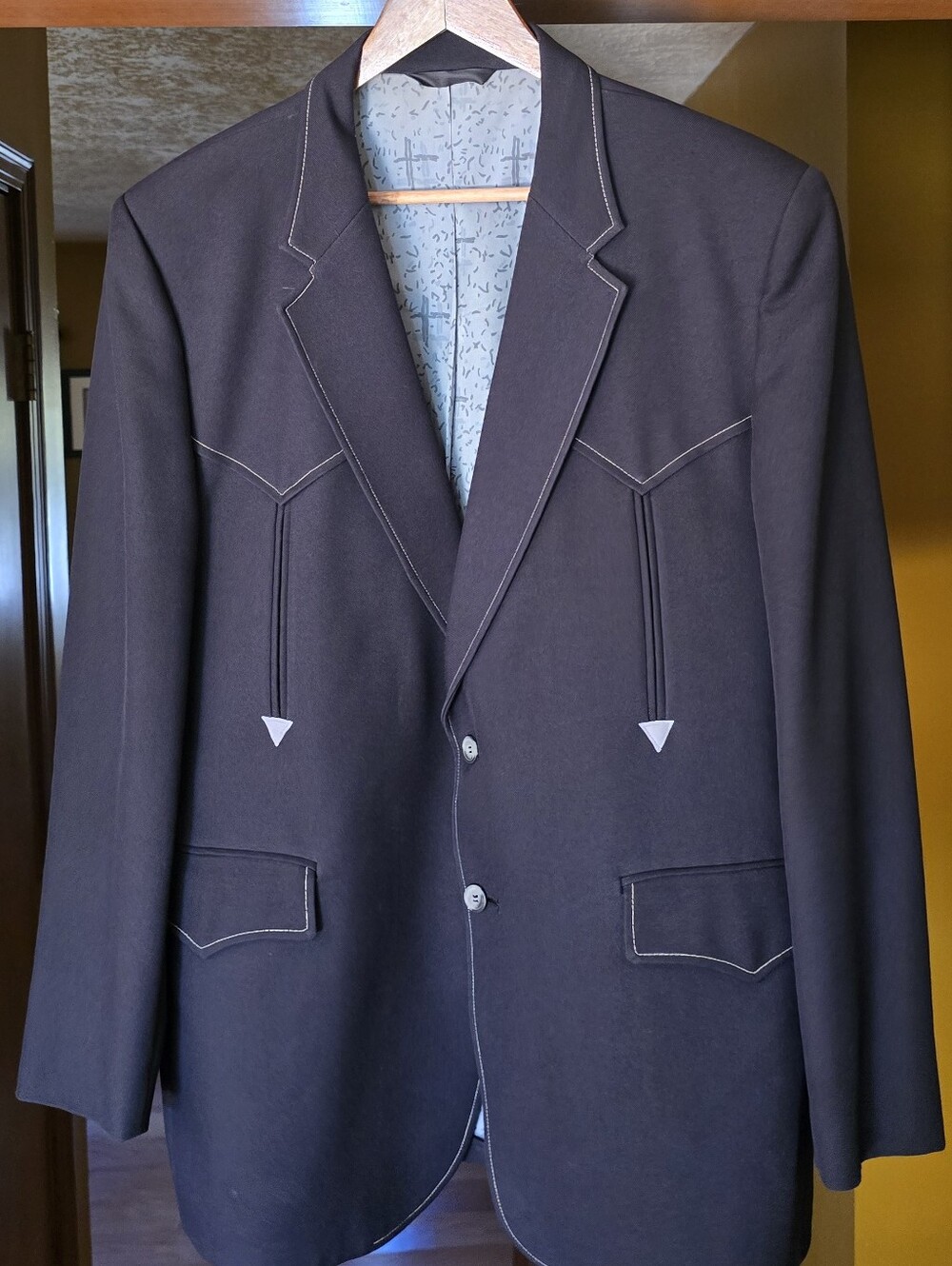 42R Johnny Carson Vintage Western Blazer Rockabilly Black Jacket
